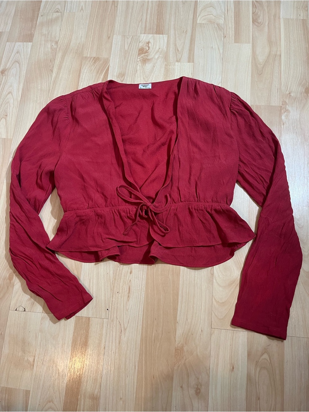 Artizia Womens Sunday Best Kimberly Red Long Sleeve Blouse XS